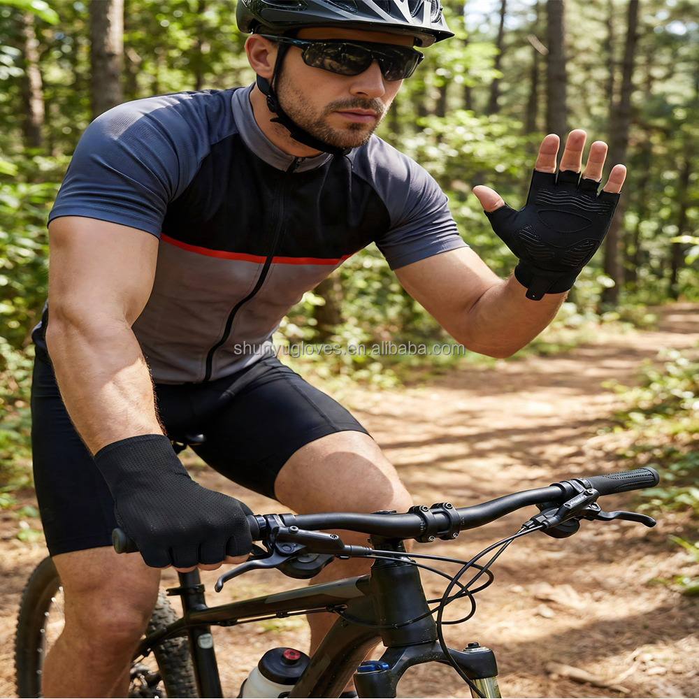 Microfiber Half Finger Sports Gloves Anti-Slip Touchscreen Breathable 4
