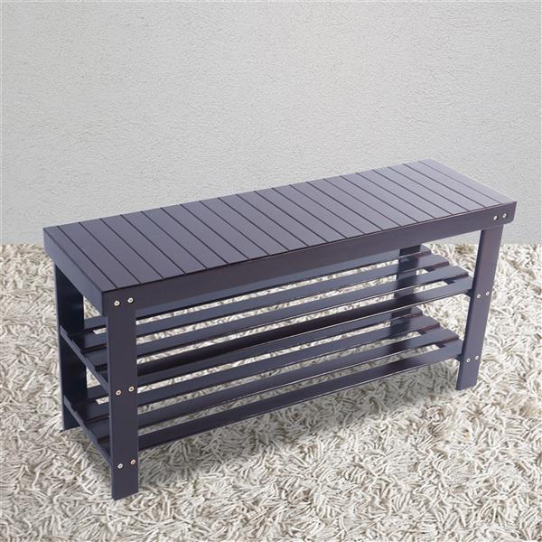 90cm Strip Pattern 3 Tiers Bamboo Stool Shoe