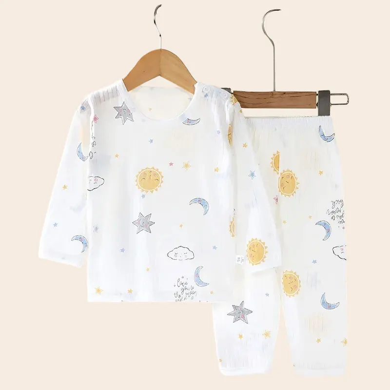 Weiches Atmungsaktives Baumwoll-Pyjama-Set für Babys und Kinder Niedliches
