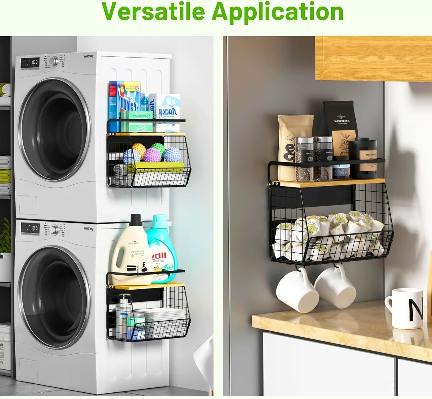 Magnetic Refrigerator Organizer Basket 2-Tier Wall Mounted Kitchen 4