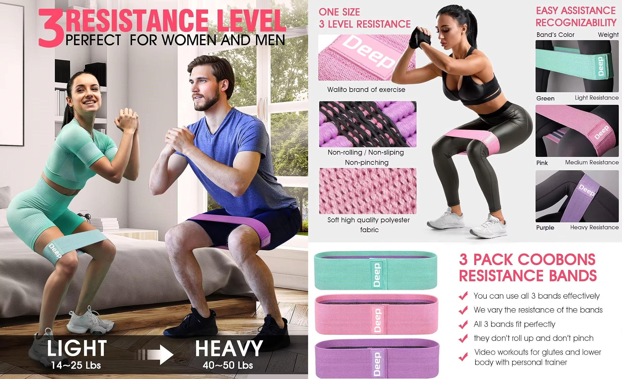 Fitnessbänder aus Stoff (Set) 3