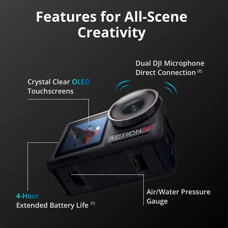 Action Camera with Dual OLED Touchscreens 3