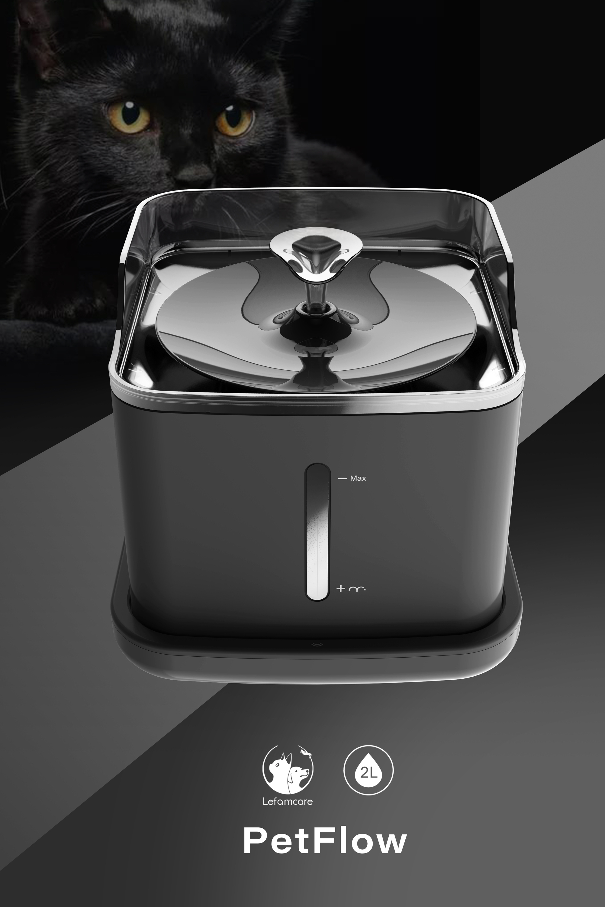 Stainless Steel Wireless Pet Water Fountain 2L 2
