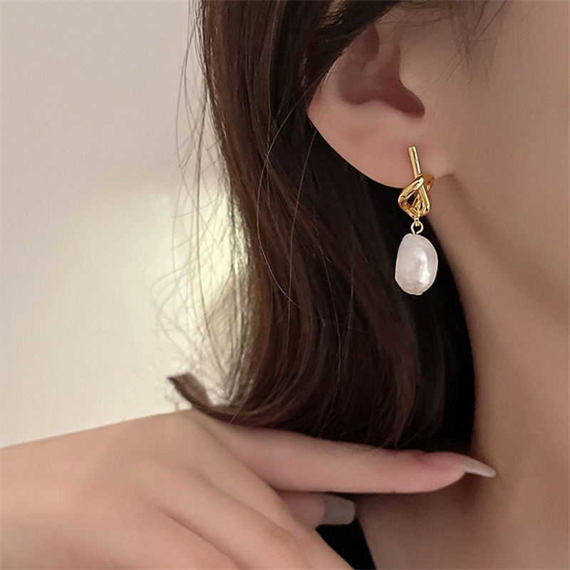 Vintage French Baroque Pearl Knot Earrings 3