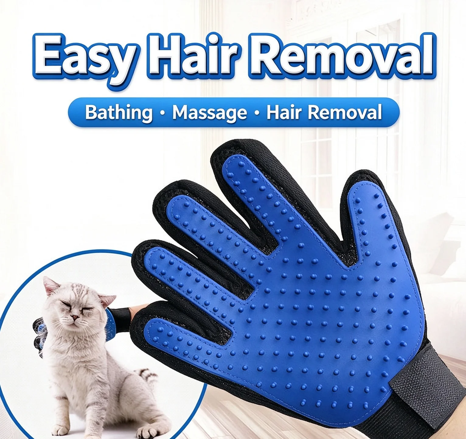 Hunde- und Katzenhaarentfernungs-Handschuhe Haustier-Schönheits-Reinigungsbürste Langlebige Praktische Katzen- Hunde-Massagehandschuhe