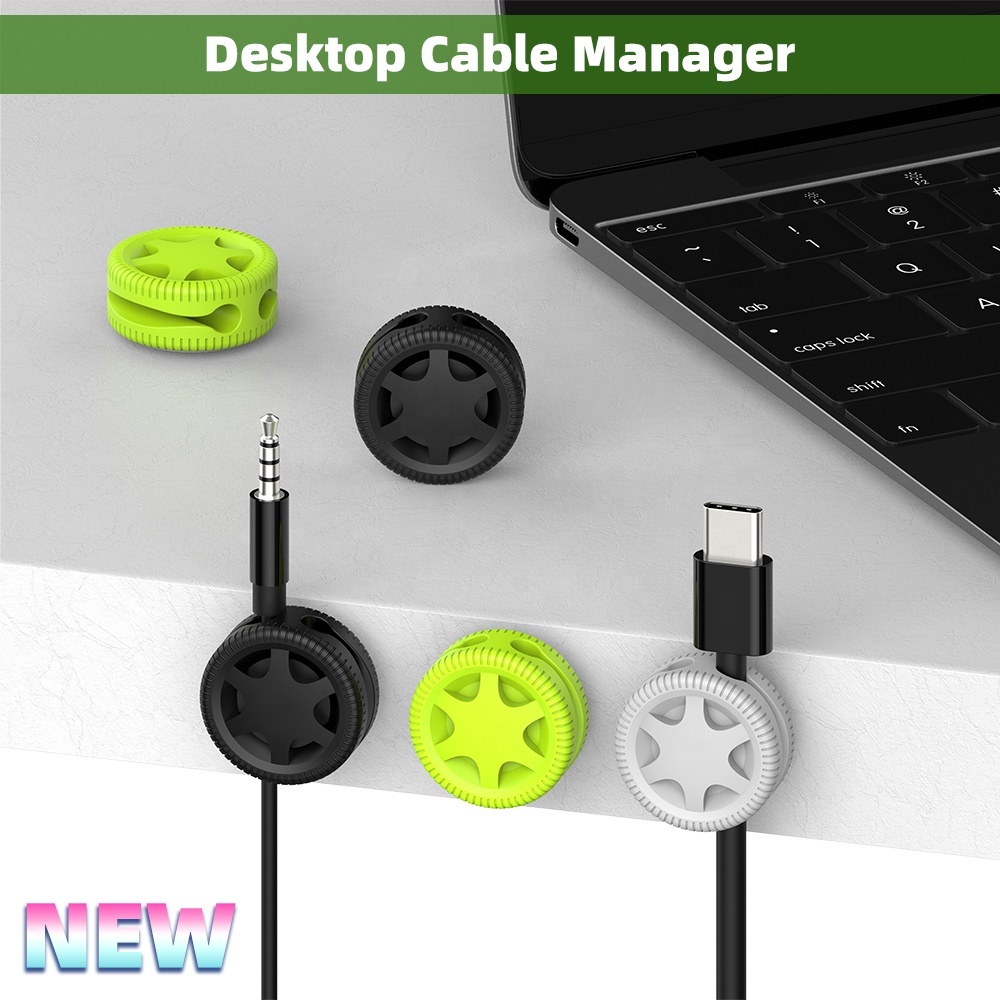 6-Piece Silicone Cable Organizer Clips Set Stand Type 4