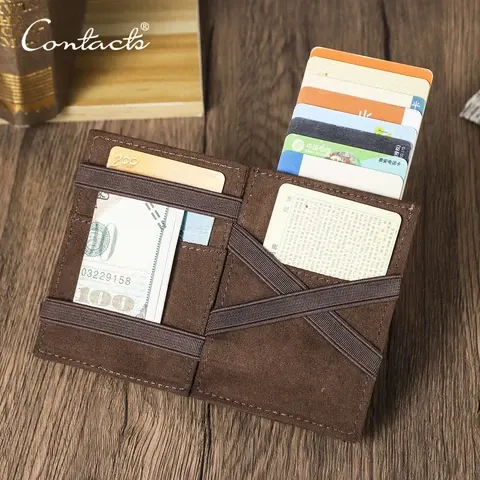 CONTACT'S Echtleder Magic Wallets für Herren RFID-Kreditkartenhalter Metall