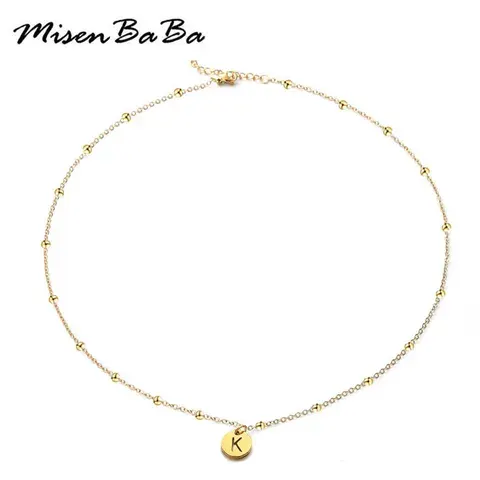 Stainless Steel Pearl A-Z Initial Pendant Necklace