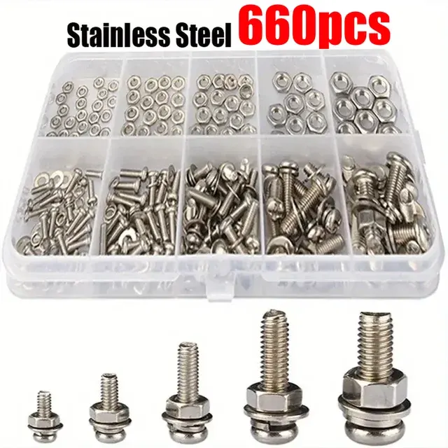 660-Piece Metric Stainless Steel Screw Set 2