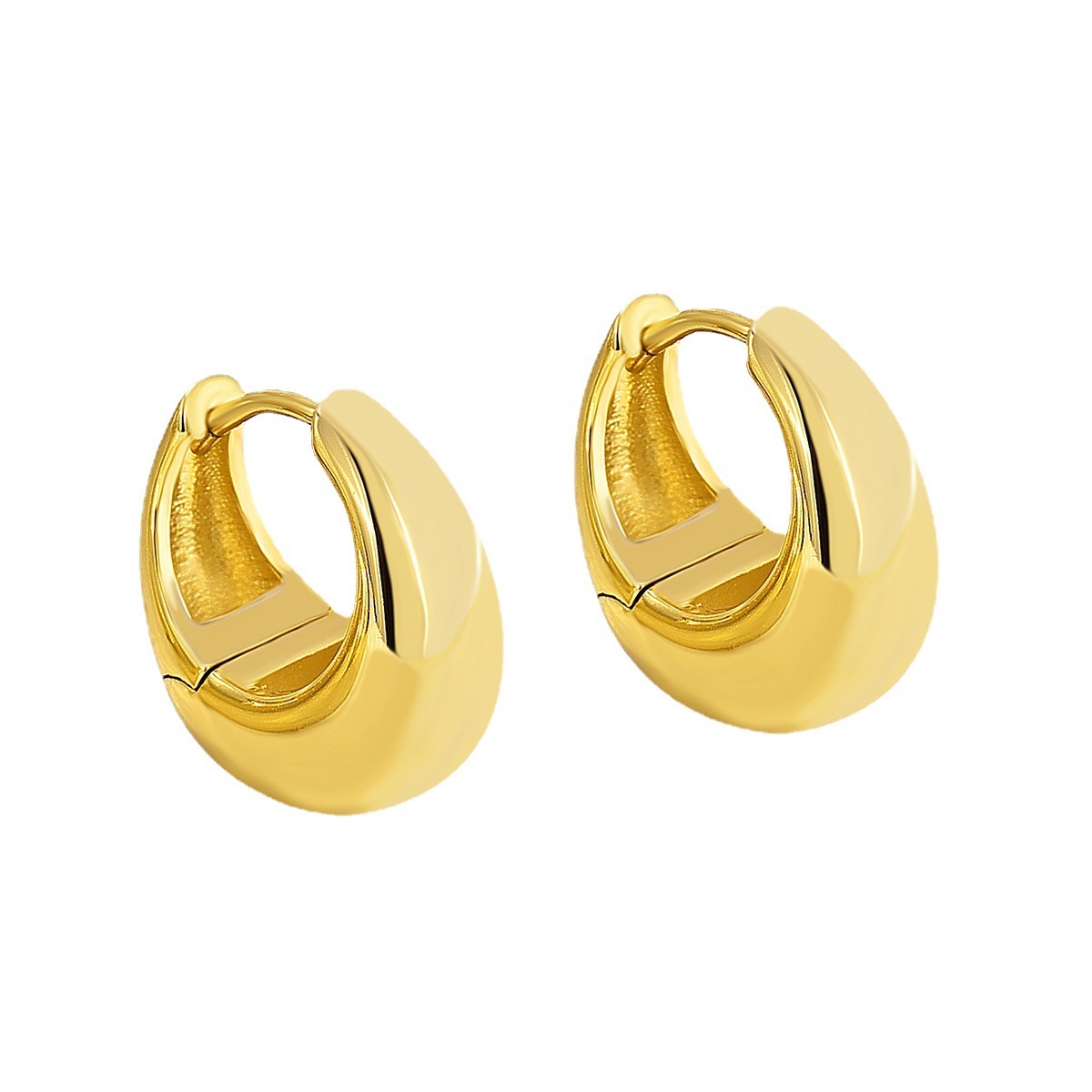 Geometric Brass Gold Plated Hoop Earrings 3