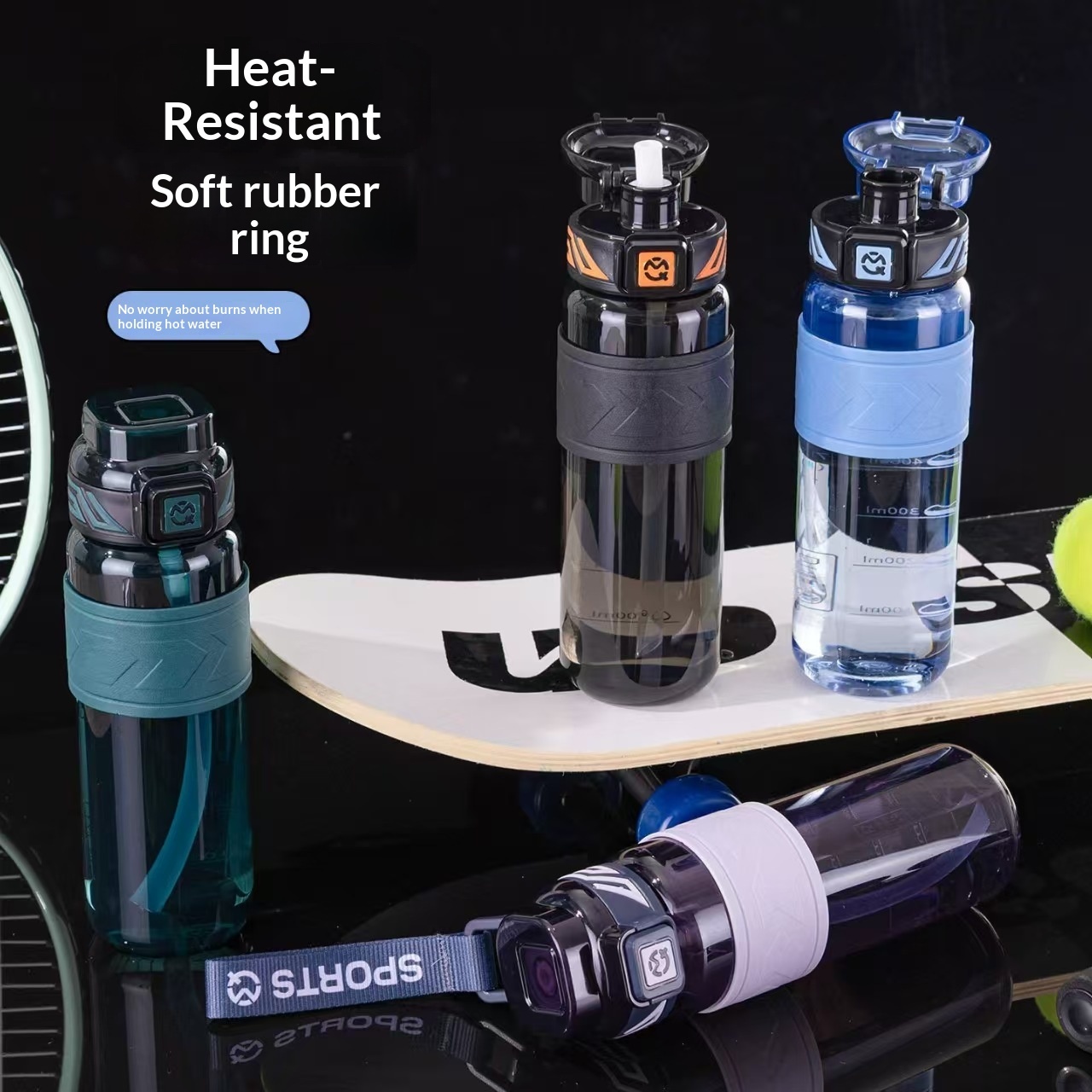 Sports Water Bottle With Accurate Measurement Scale Straw 4