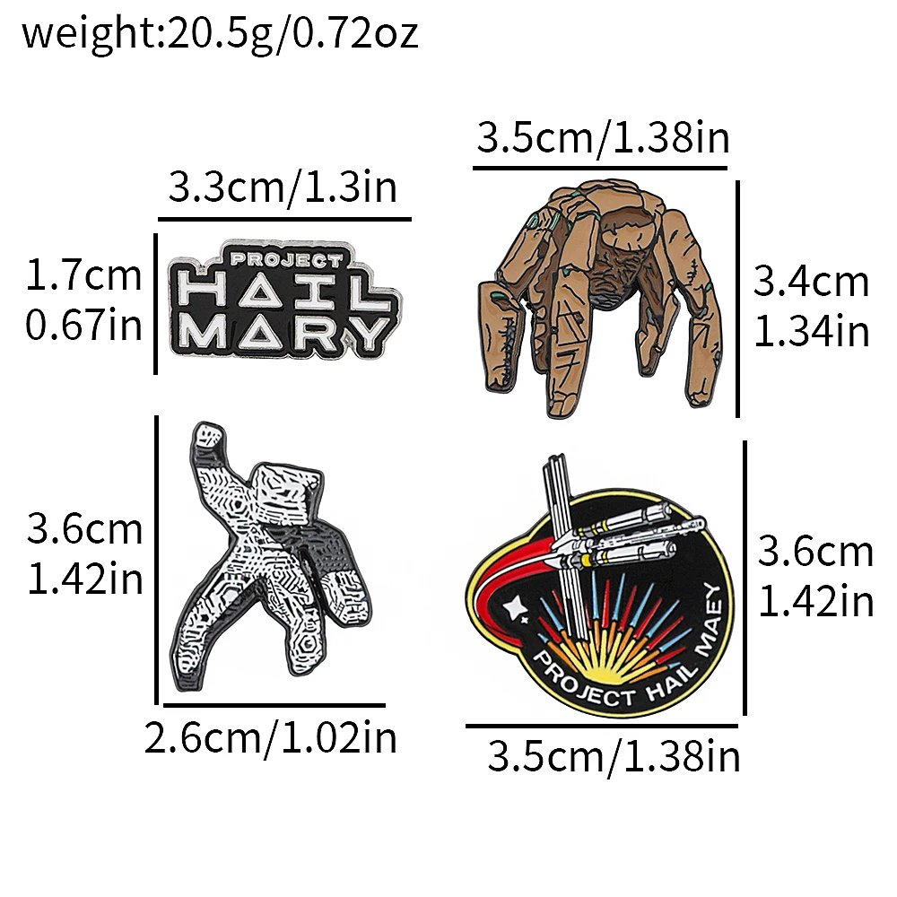 4-teiliges Sci-Fi Emaille-Pin-Set Inspiriert vom Projekt Hail Mary 2