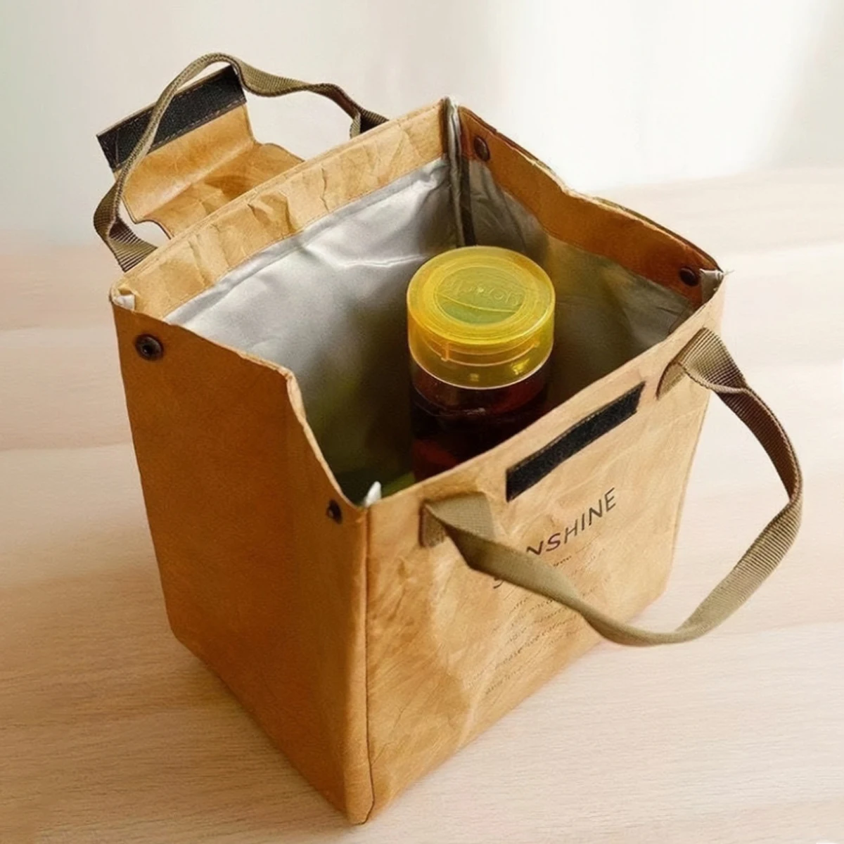 Papiertüte Thermotasche Maßgefertigte Tragbare Lunch-Tasche Kraftpapier-Kühltasche Bento-Tasche für 3