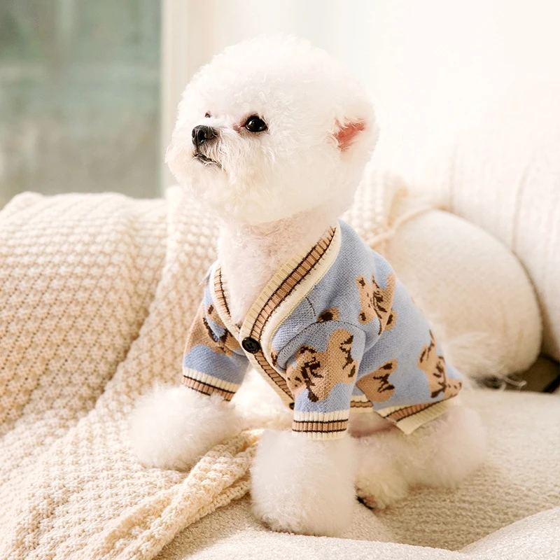 Luxus Hundekleidung Chihuahua Haustier Gestreifte Strickjacke Pullover Bichon 3