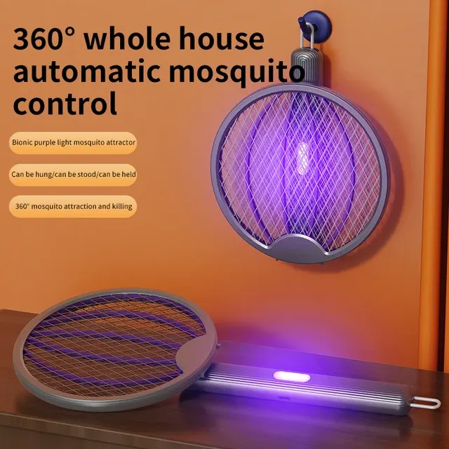 Foldable Electric Mosquito Swatter with Wall Mount 3