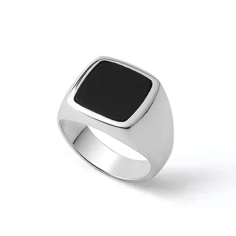 Men's 925 Silver Onyx Signet Ring