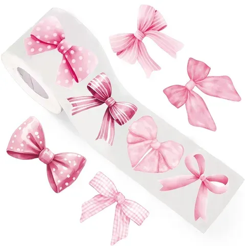pink bow seal sticker