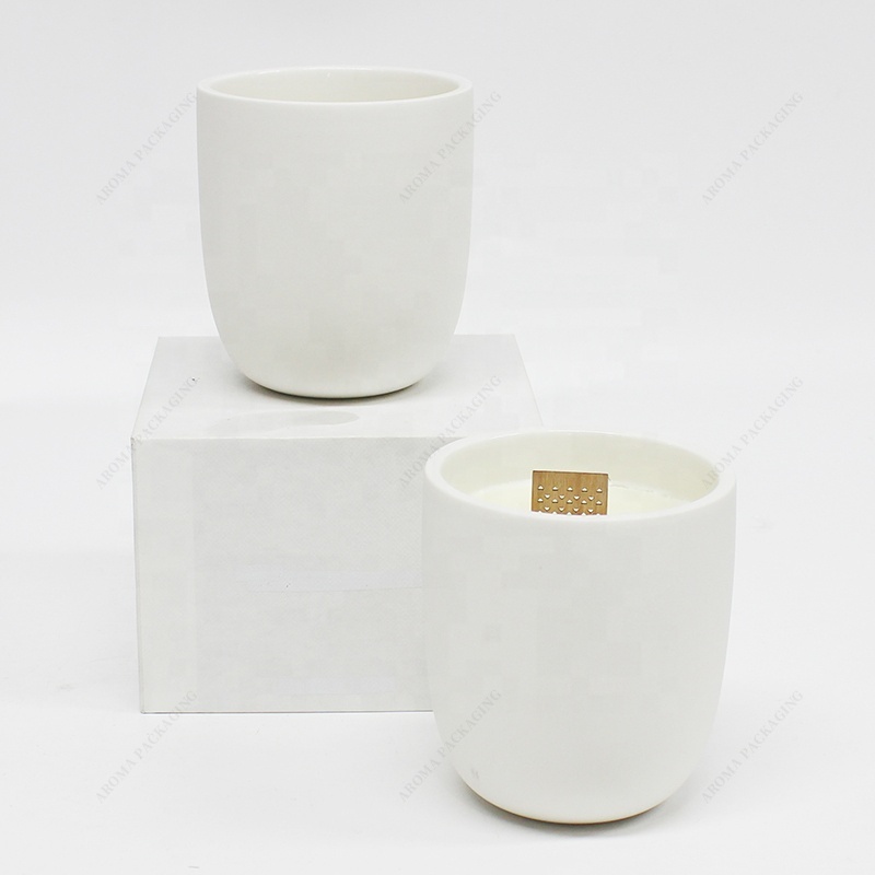 Matte White Ceramic Candle Container with Lid 4