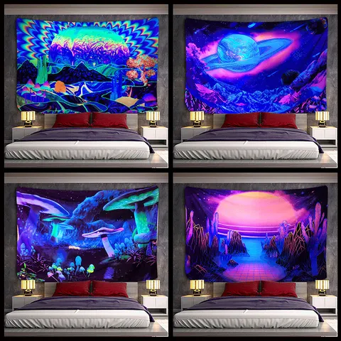 Fluorescent UV Light Printing Home Decor Tapestry Beach