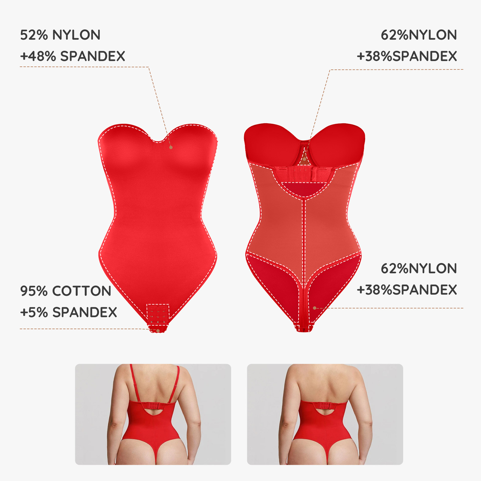 Strapless Underwire Thong Shapewear Bodysuit 3