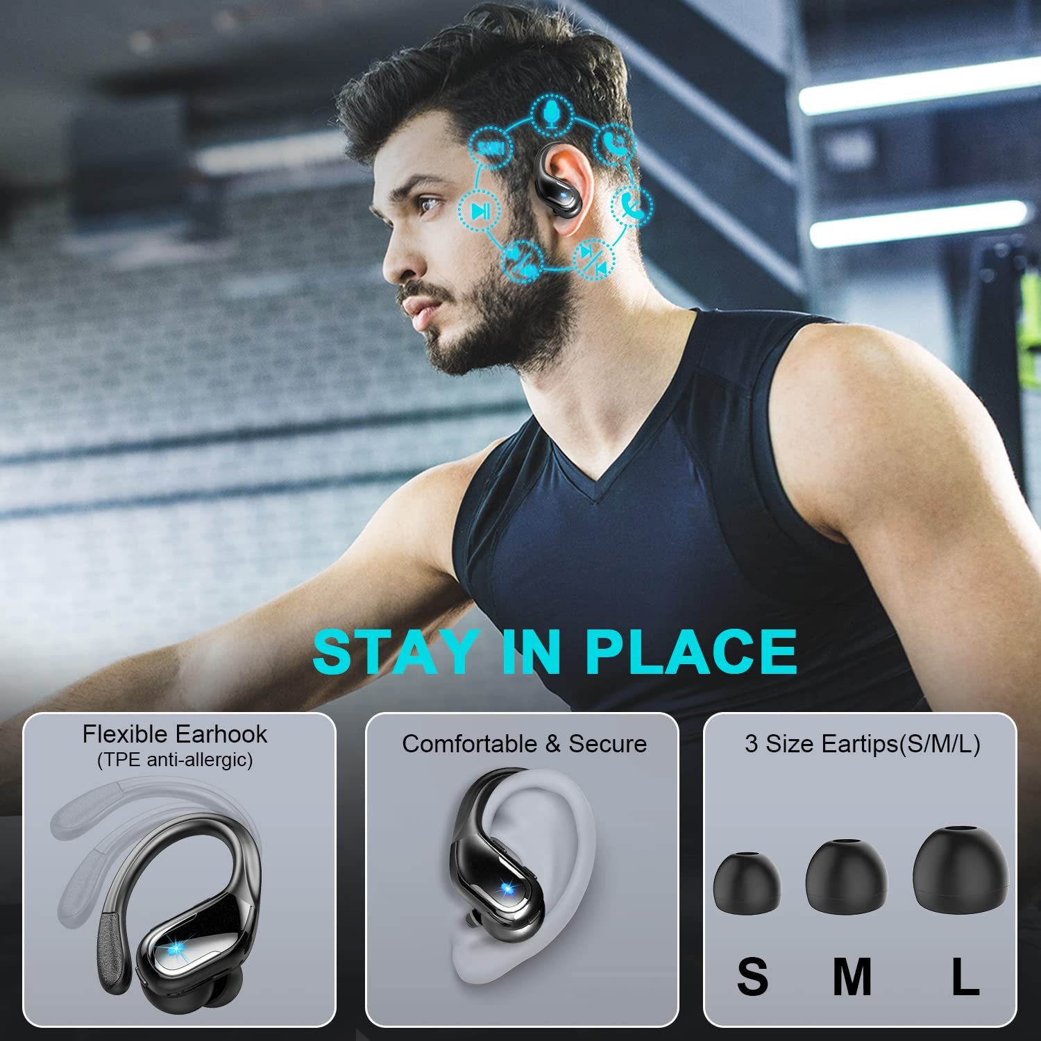 BX29 Headphones Long Time Playing BT5.4 Earbuds Ear 4
