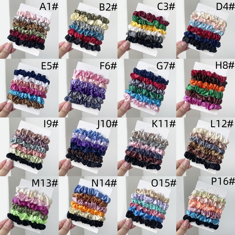 6-Piece Multicolor Satin Scrunchies Set 2