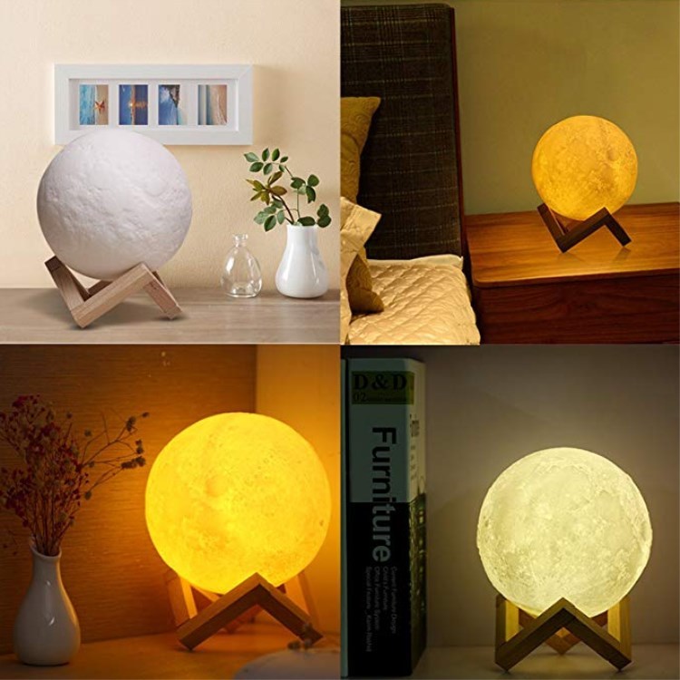 3D Moon Lamp LED Night Light Dimmable Rechargeable 3