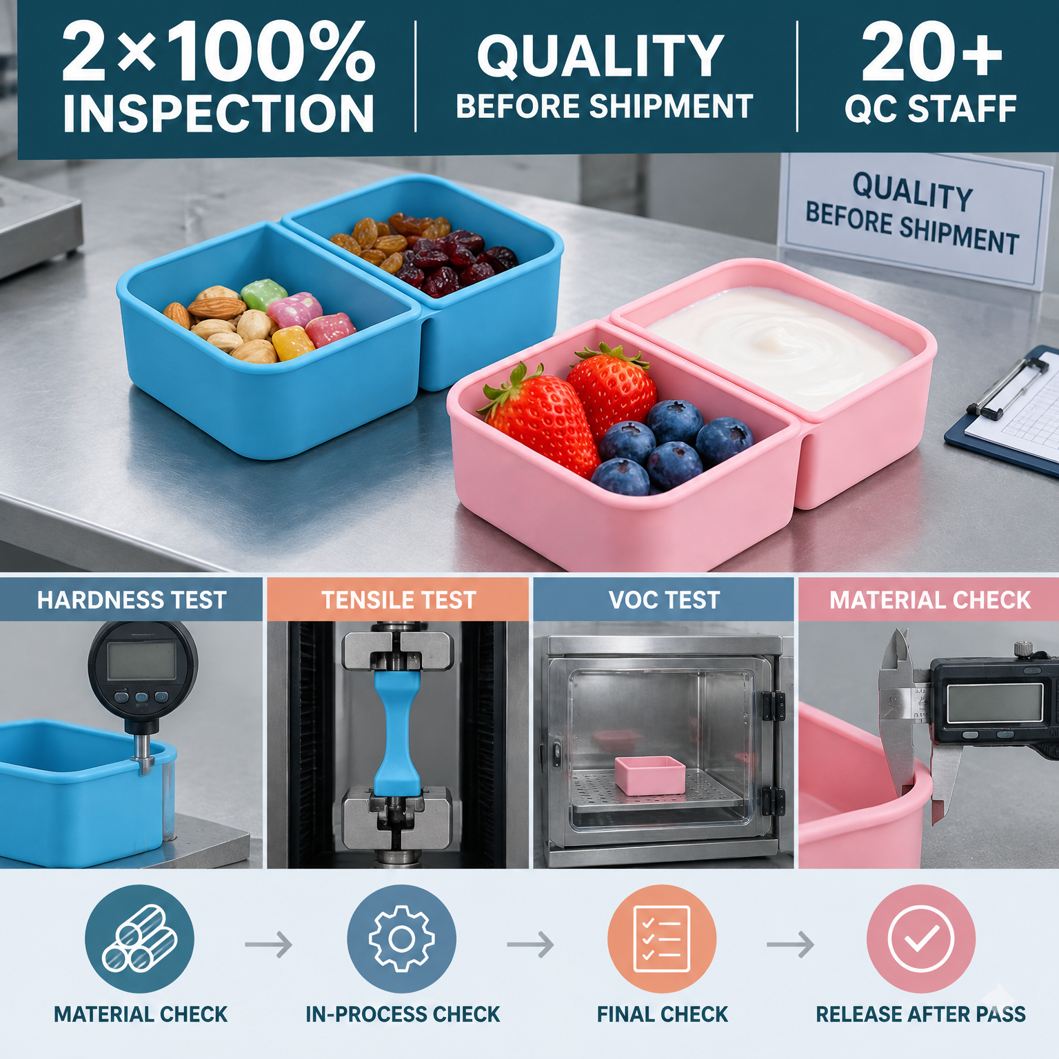 Silicone Bento Lunch Box with 2 Compartments 3