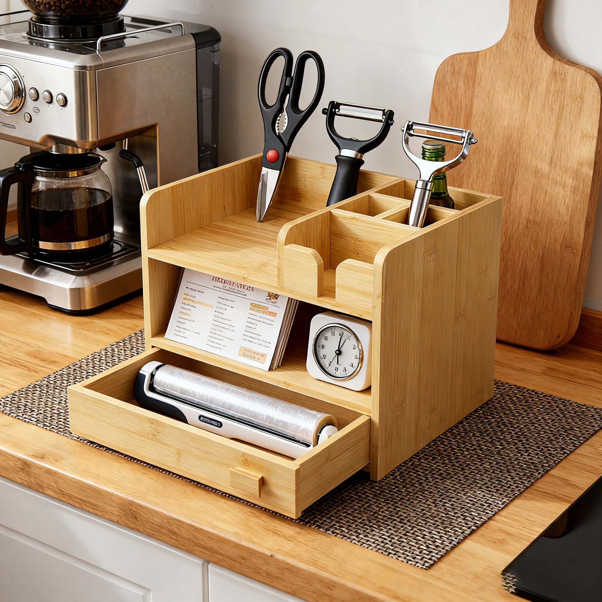 Bamboo Makeup Tray with Drawers 4