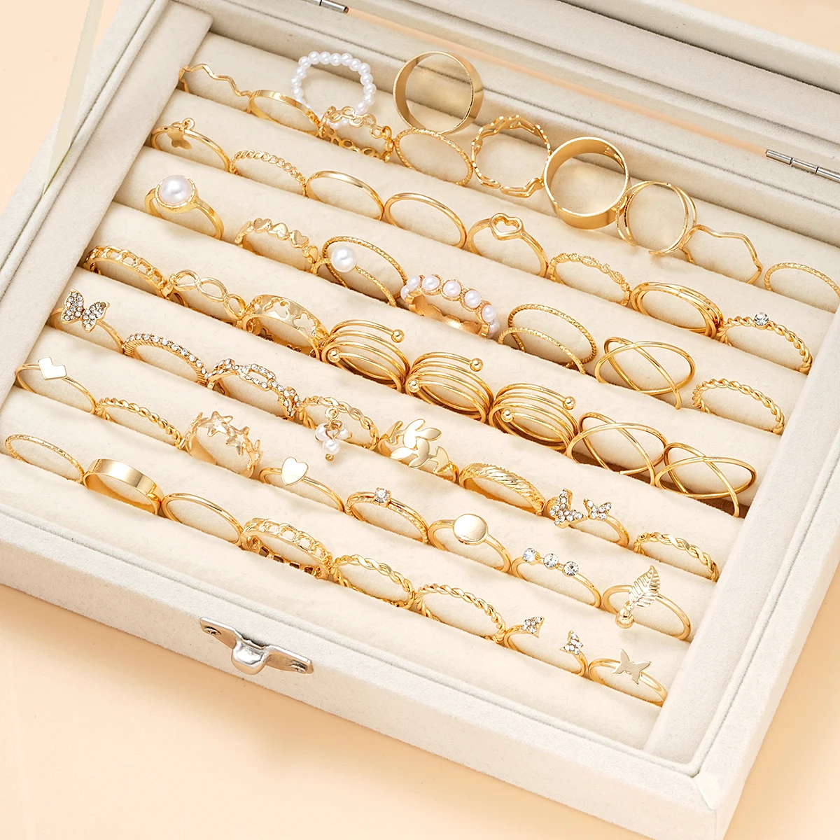 58PCS Vintage Herz Schlange Schmetterling Ringe Set für 3