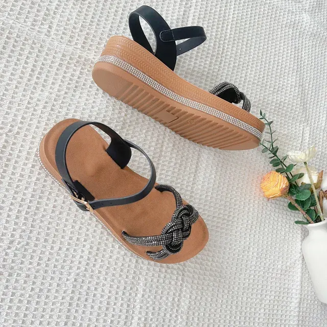 Rhinestone Flat Slide Sandals Women Casual 3
