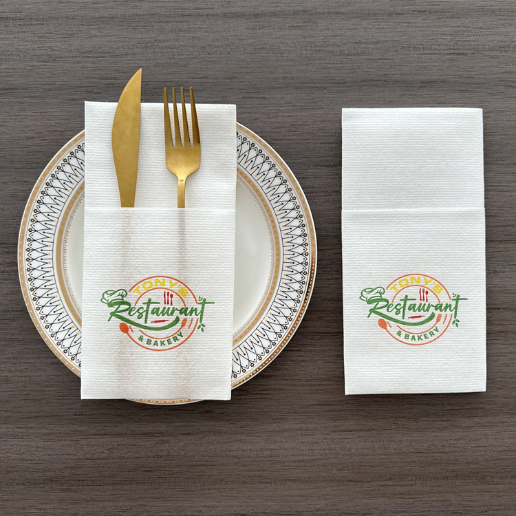 Disposable Airlaid Linen Feel Dinner Napkins With Cutlery 3