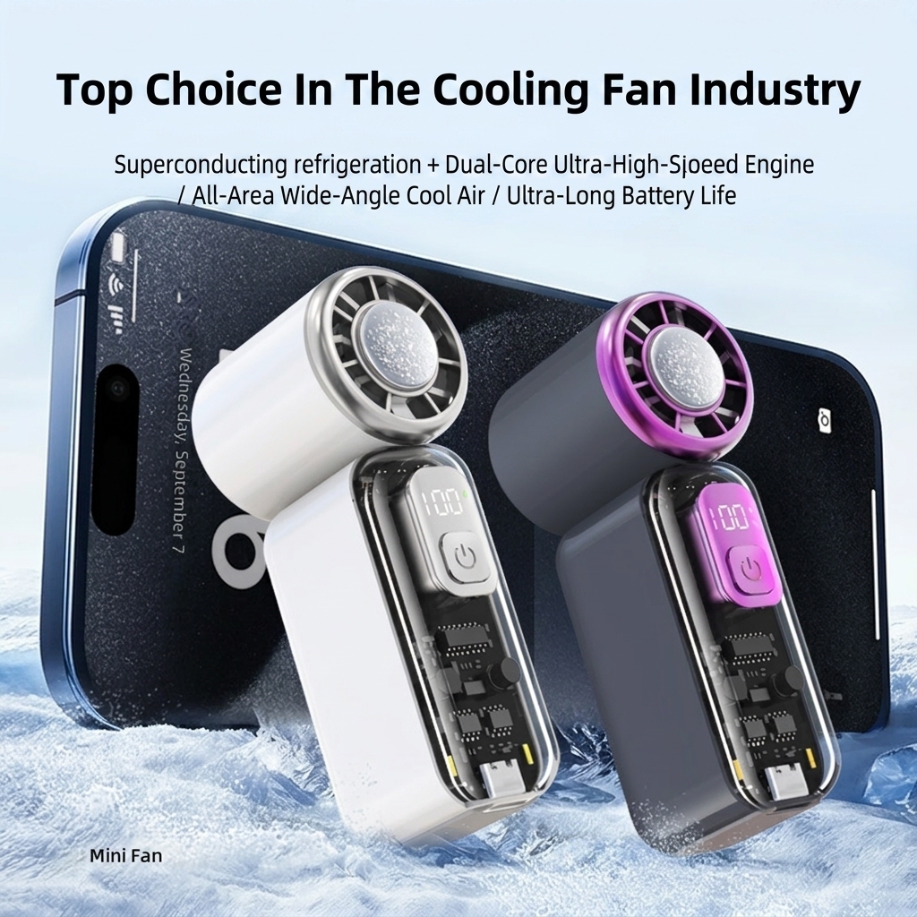 Foldable Mini Handheld Fan with LED 2