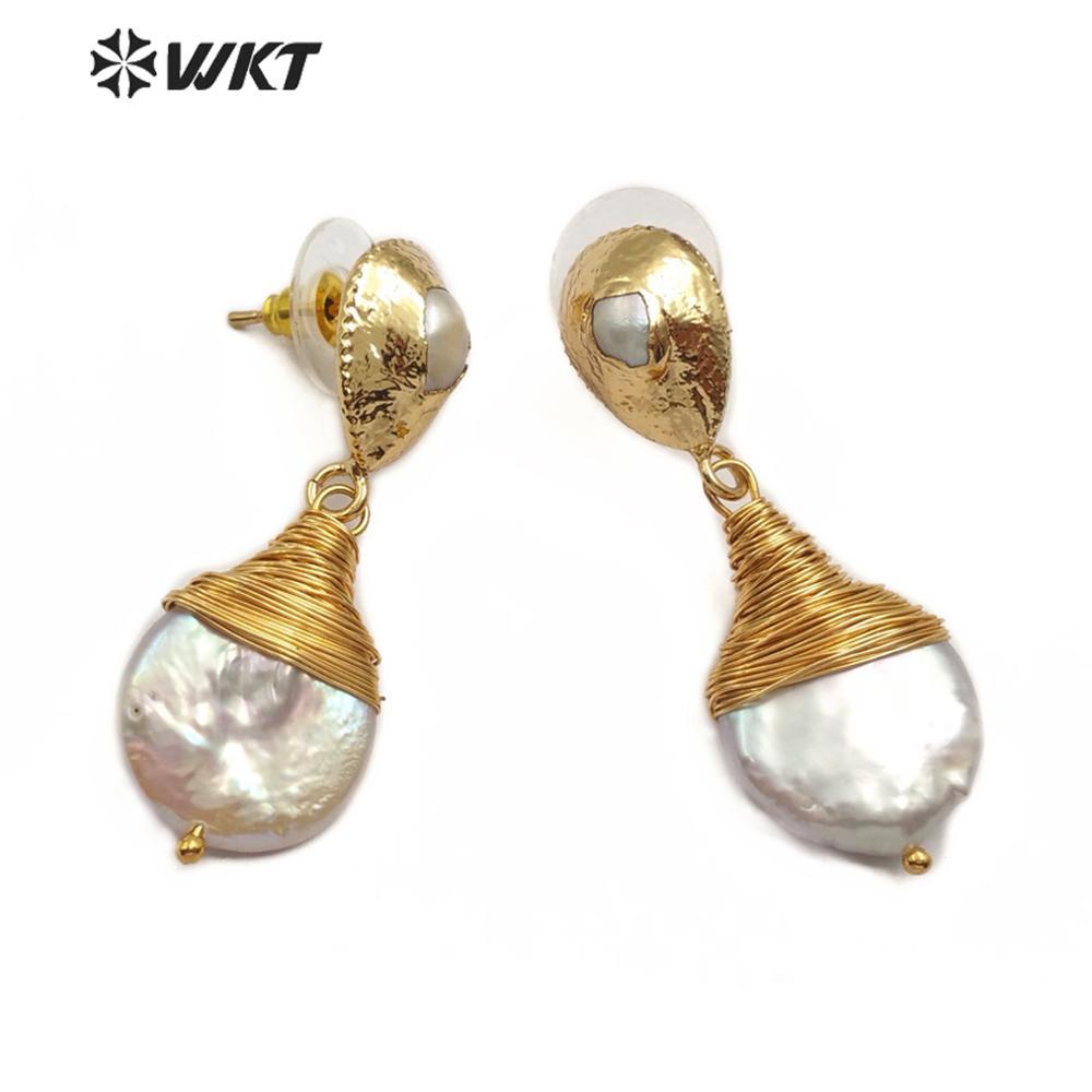 Teardrop Freshwater Pearl Wire Earrings 3