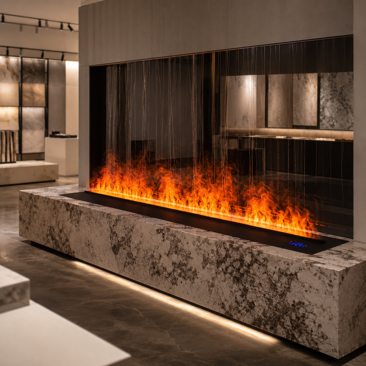 Built-in Electric Fireplace Mist Flame Effect Stainless Steel