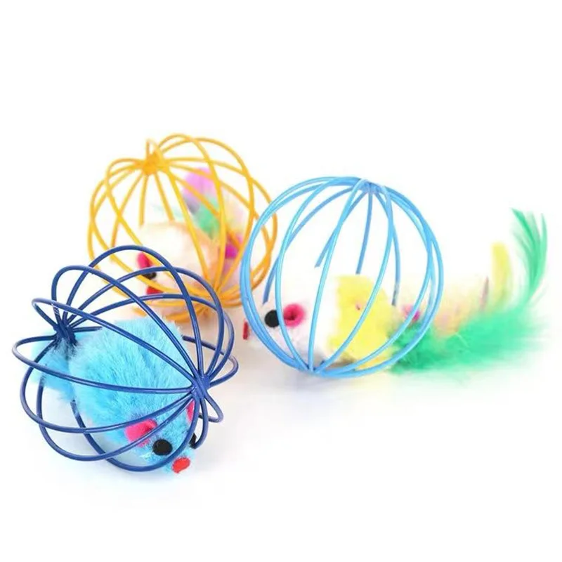 Buntes Katzenspielzeug Maus im Käfig 4