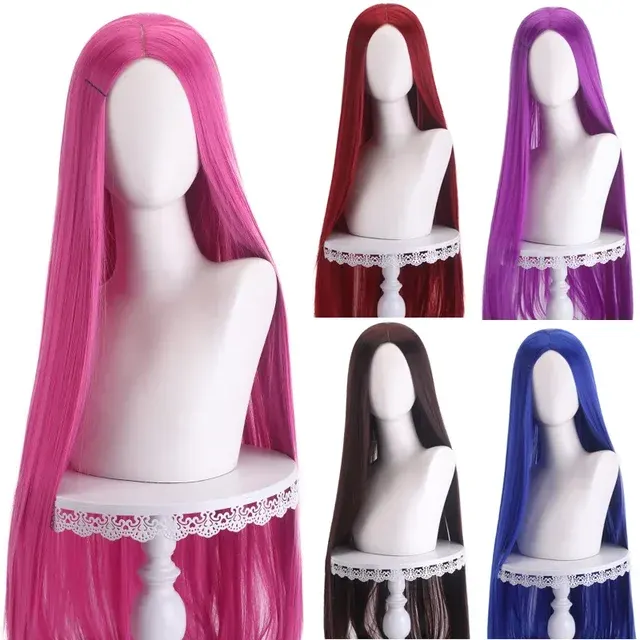 40 Zoll Lange Gerade Cosplay-Perücke Mittelscheitel Central Split 1