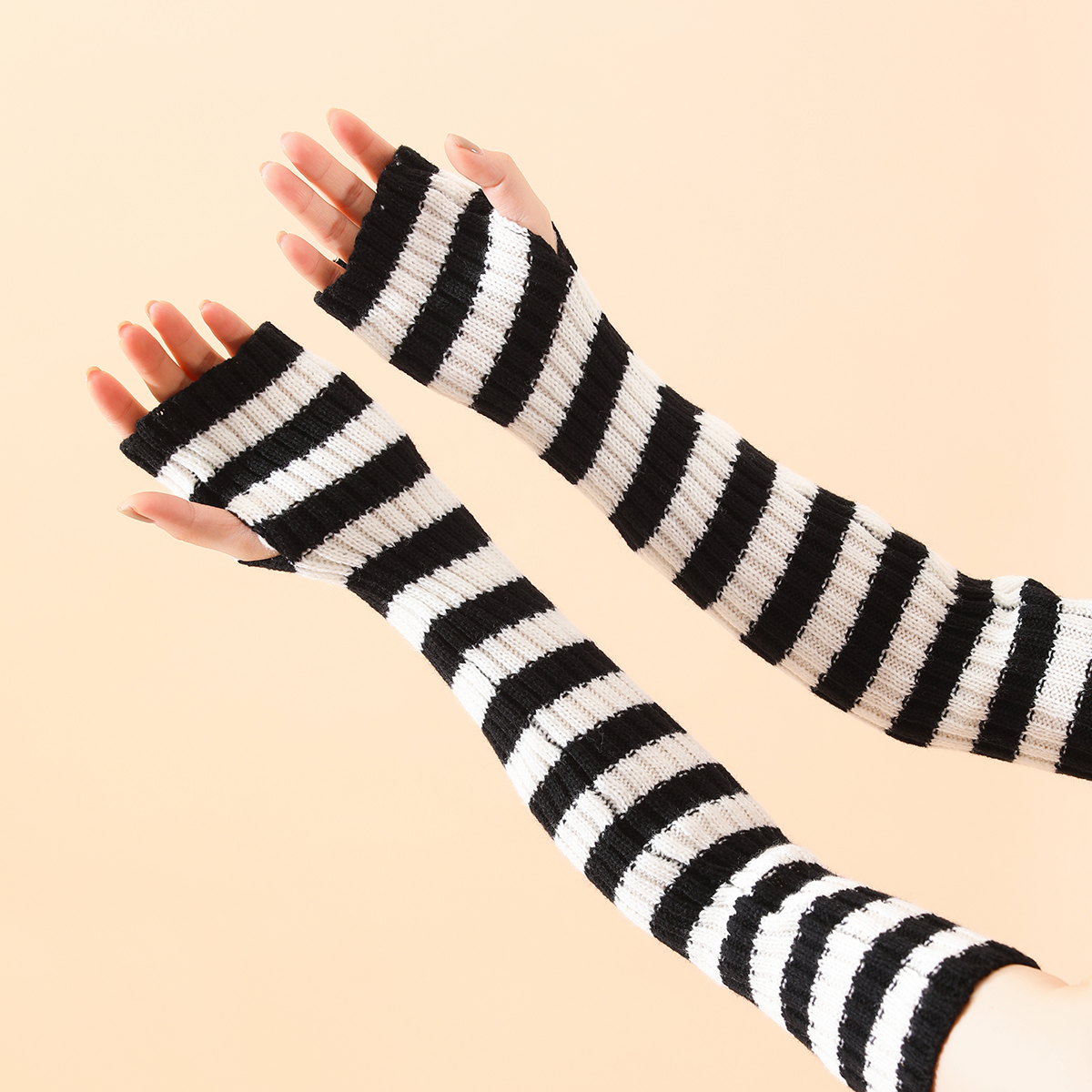 Y2K Lolita Women Girls Solid Color Striped Warm 4