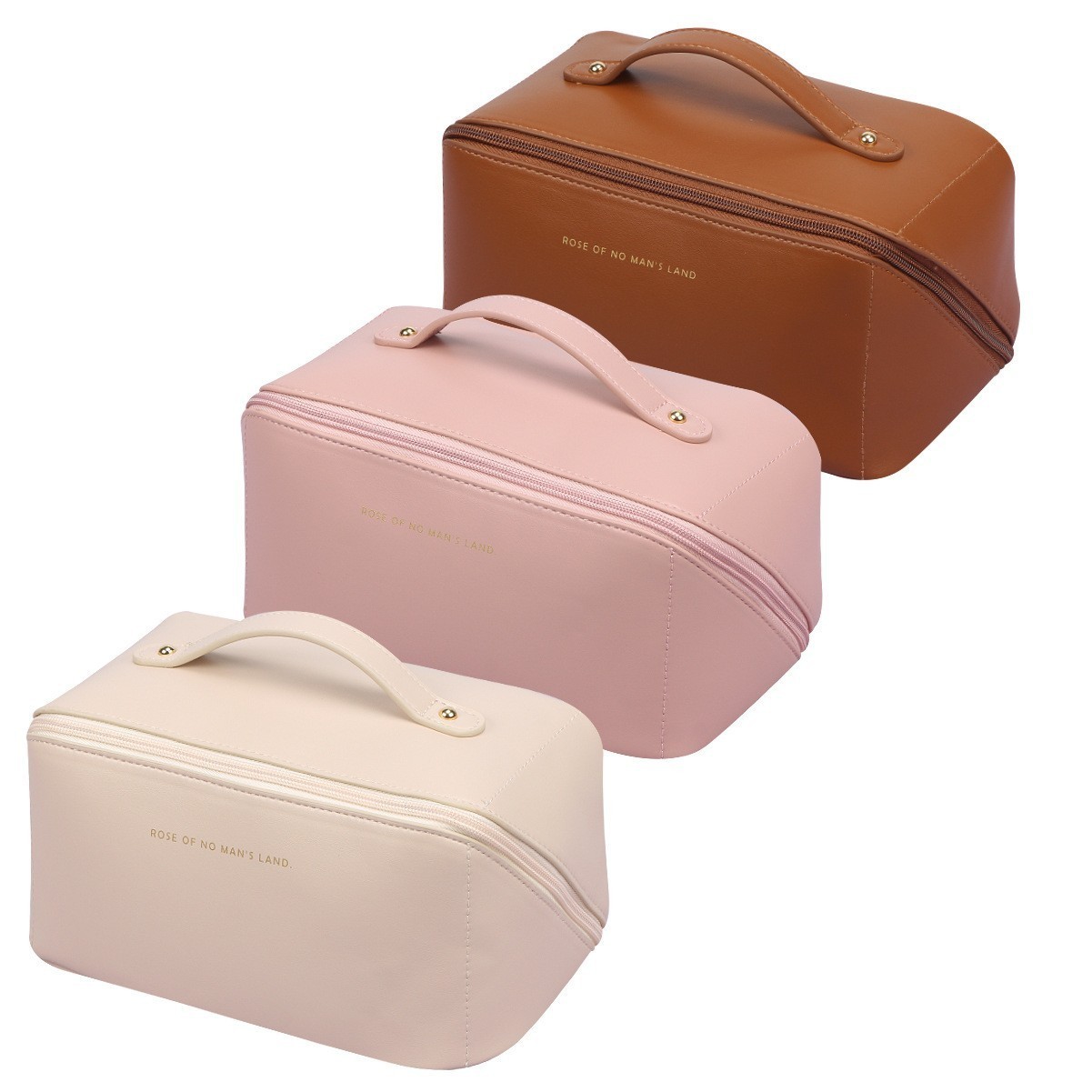 Black Leather Cosmetic Bag for Women