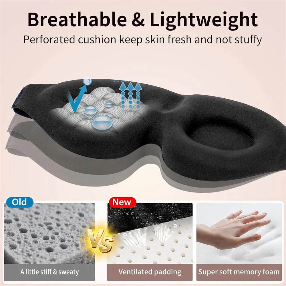 Light-Blocking 3D Sleep Mask, Breathable 3