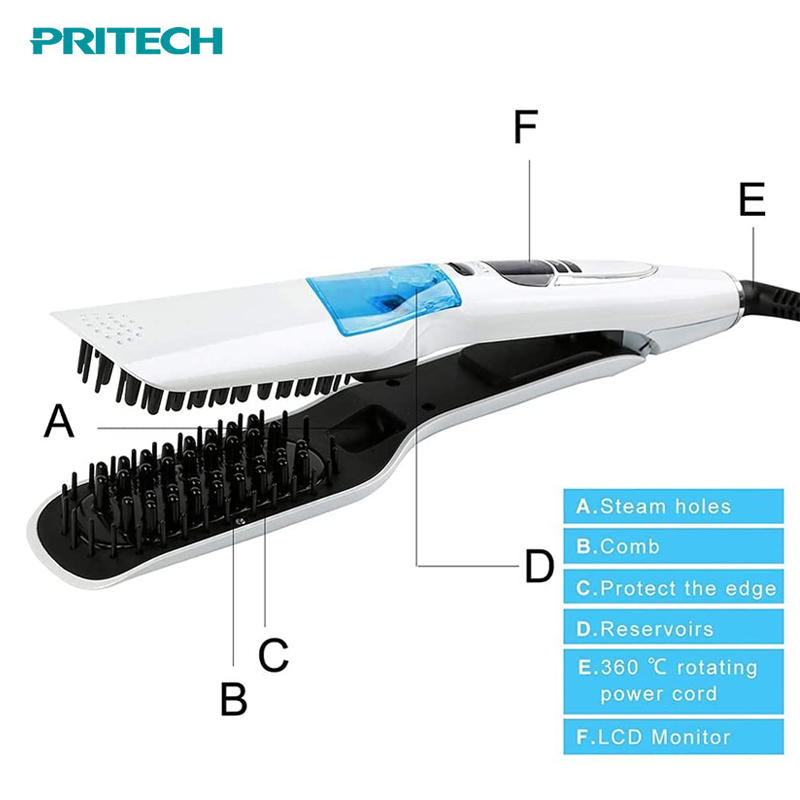2-in-1 Steam Hair Straightener Brush 2