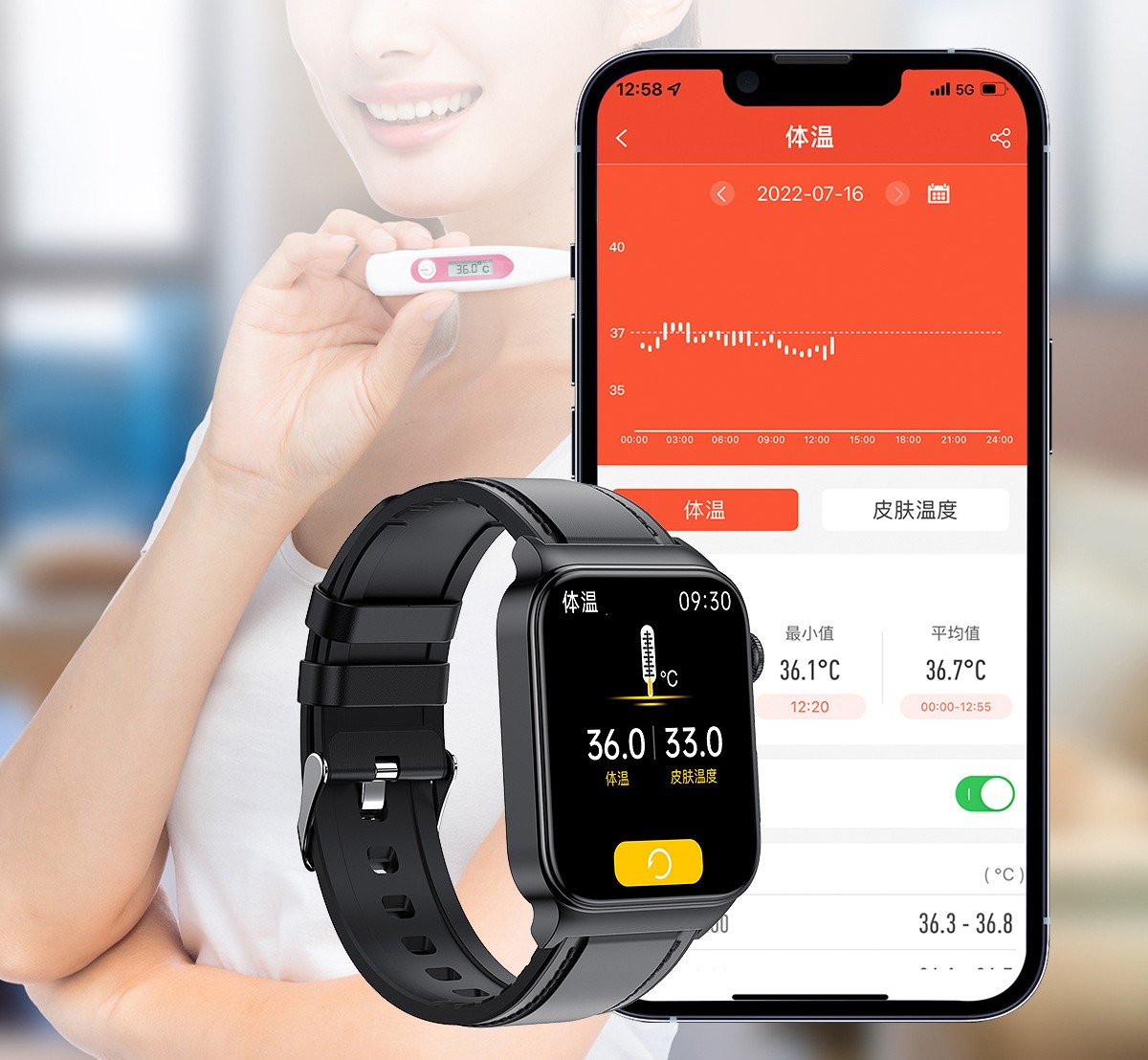 EKG-Sportsmartwatch mit Herzfrequenzmessung