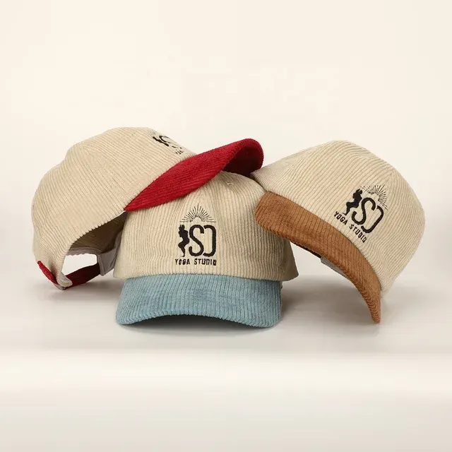 Cord-Dad-Cap mit Stickerei und gebogenem Schirm 1