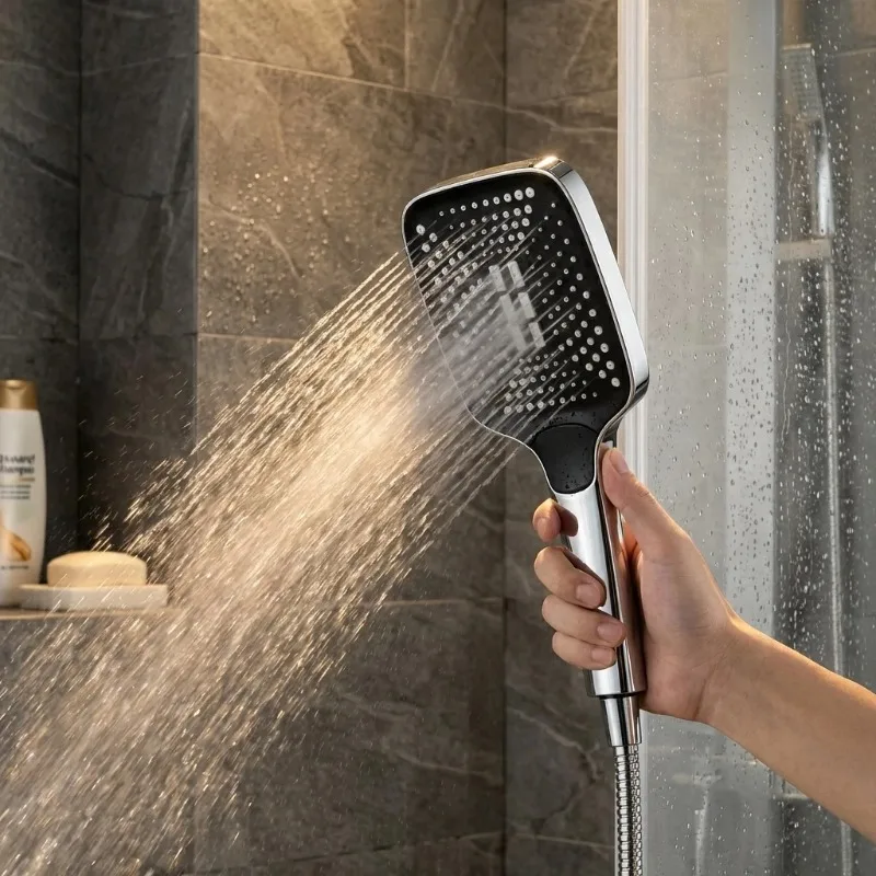Verstellbarer 3-Modus-Hochdruck-Duschkopf mit Großem Durchfluss Wassersparender Regenduschkopf Badezimmerzubehör 2
