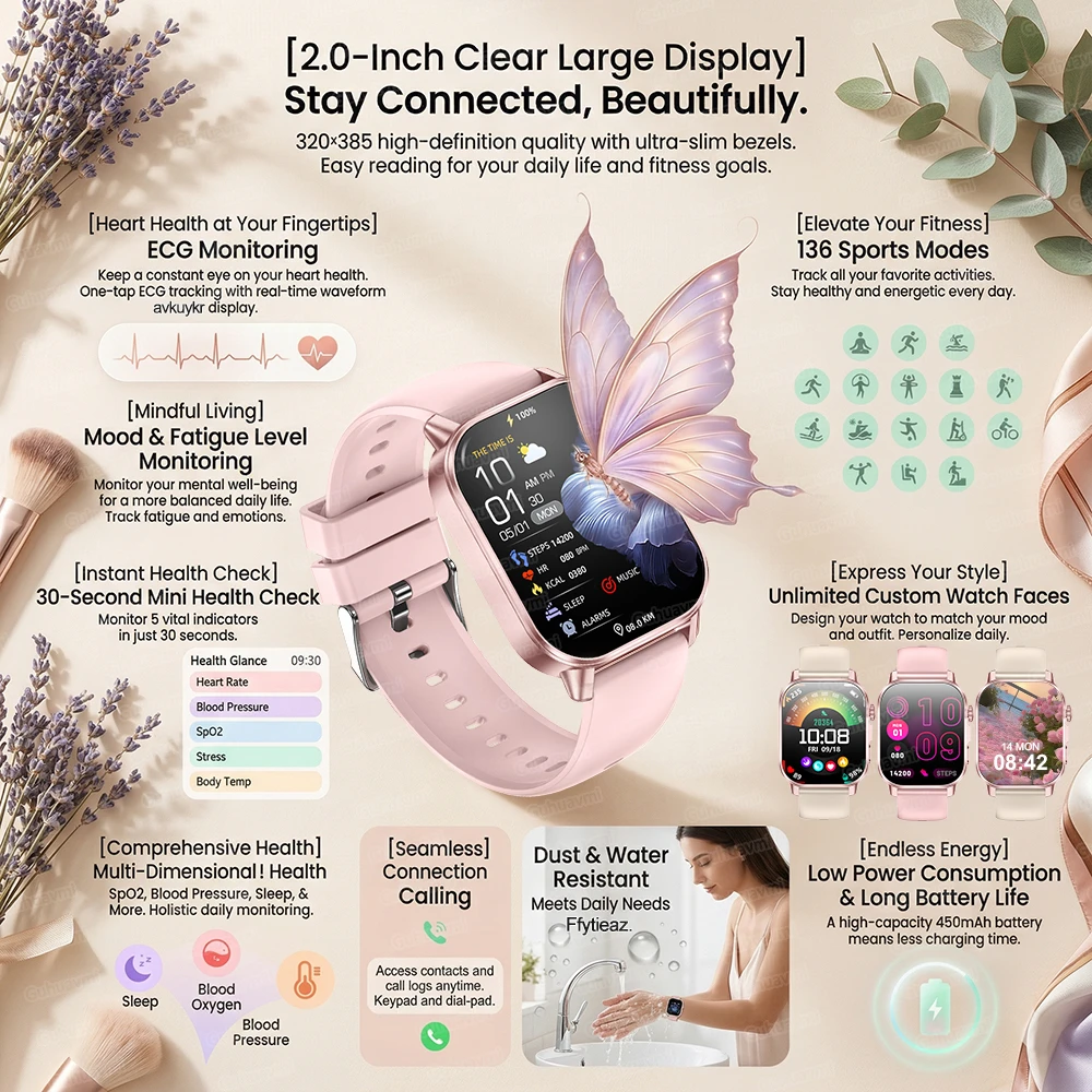 Neue Professionelle Gesundheitsuhr für Damen 2 01" AMOLED-Bildschirm 2
