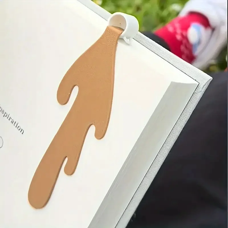 Kreatives Kaffeetassen-Lesezeichen Lustiges Lesegeschenk aus PU-Leder für Buchliebhaber