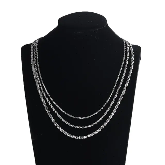 Waterproof Gold Twisted Rope Chain Necklace 3