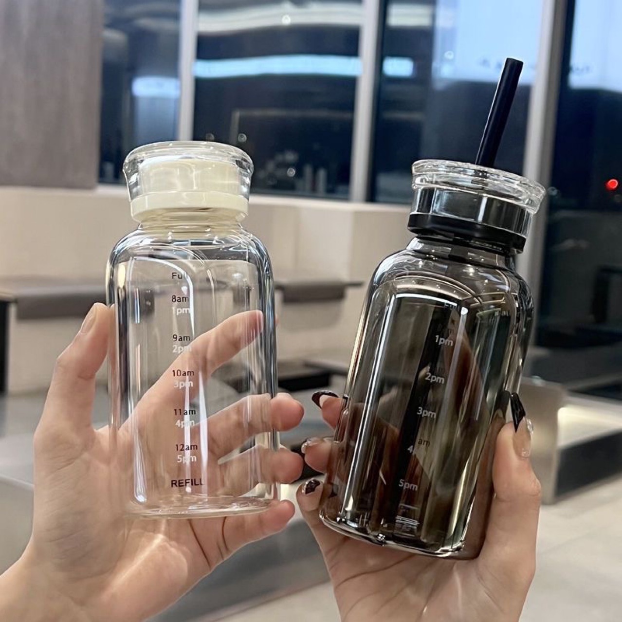 Drinkware Water Bottle 550-750ml Large Capacity Time Marker 4