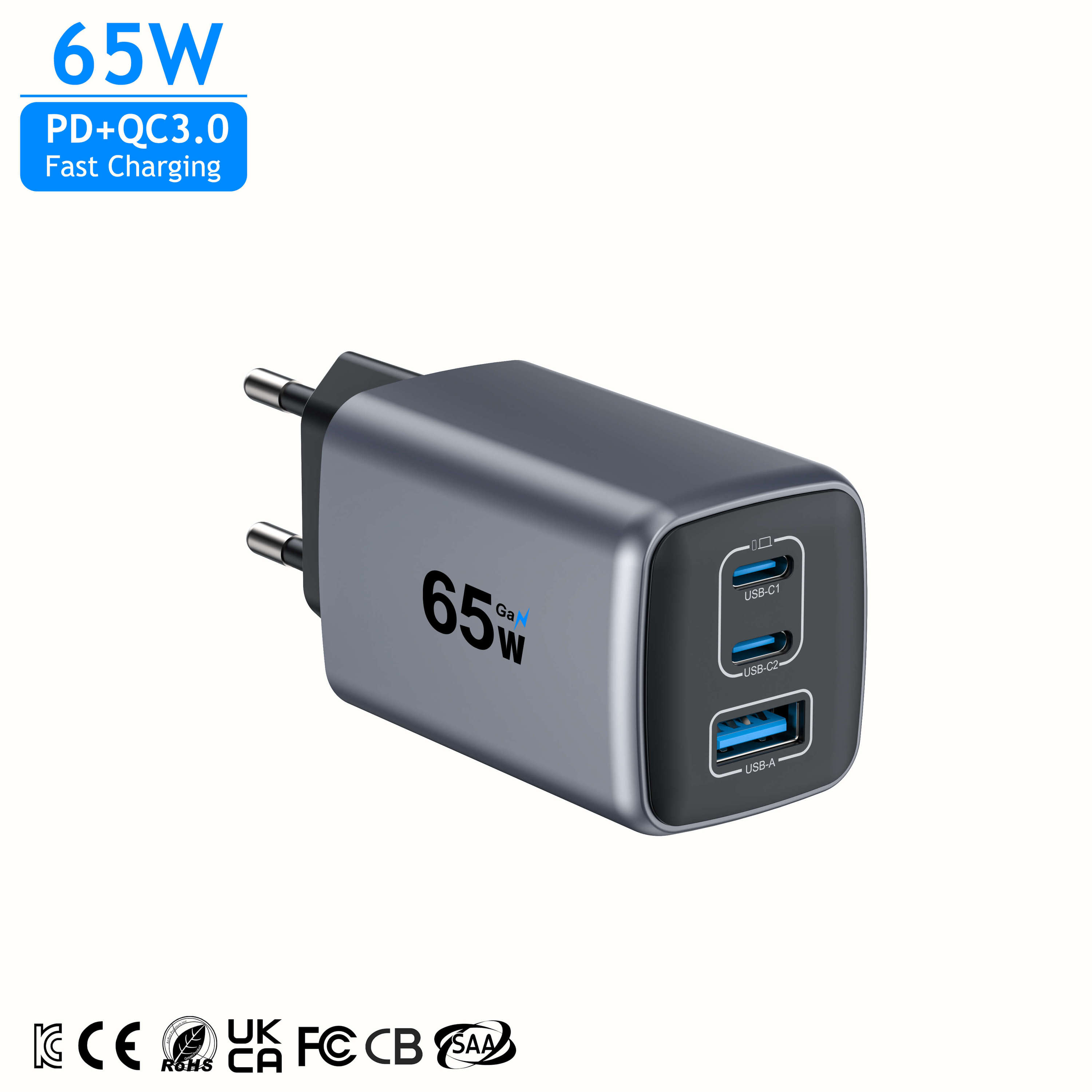 GaN-Ladegerät 65 W mit 2 USB-C Ports