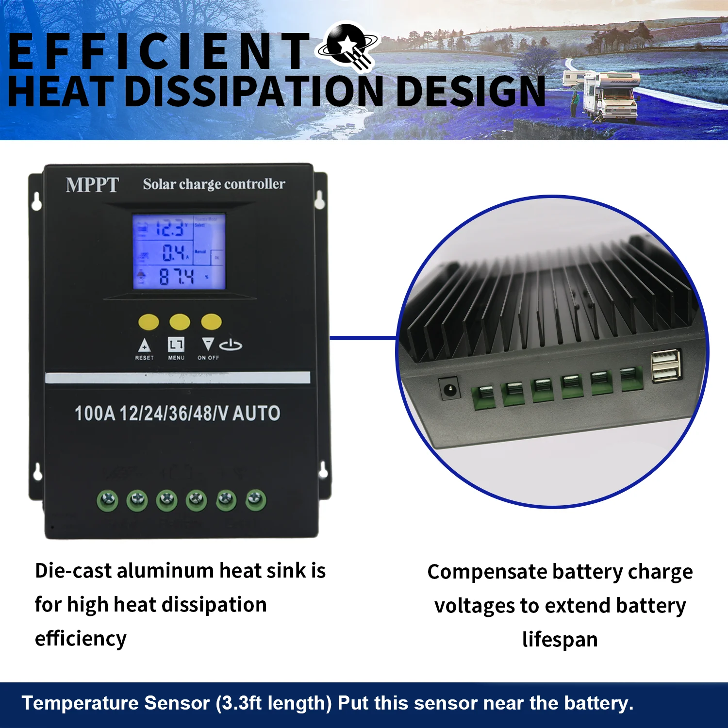 POWLSOJX MPPT 100A 80A 60A Solarladeregler 12V 24V 2